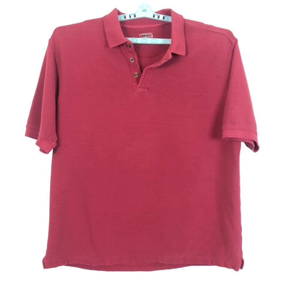 Cabela's Men's Polo Shirt Size XL Short Sleeve All Cotton Pink Outdoor Golf